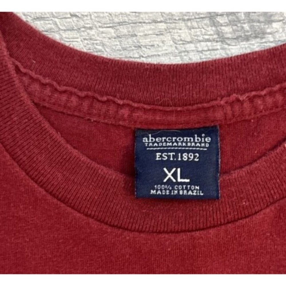 Vintage Abercrombie Shirt Mens XL Red Spell Out Single Stitch Tee Preppy 90s - Picture 3 of 8